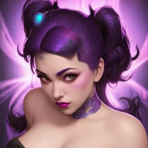 Chola Pin-Up Gangster Purple Panda Portrait