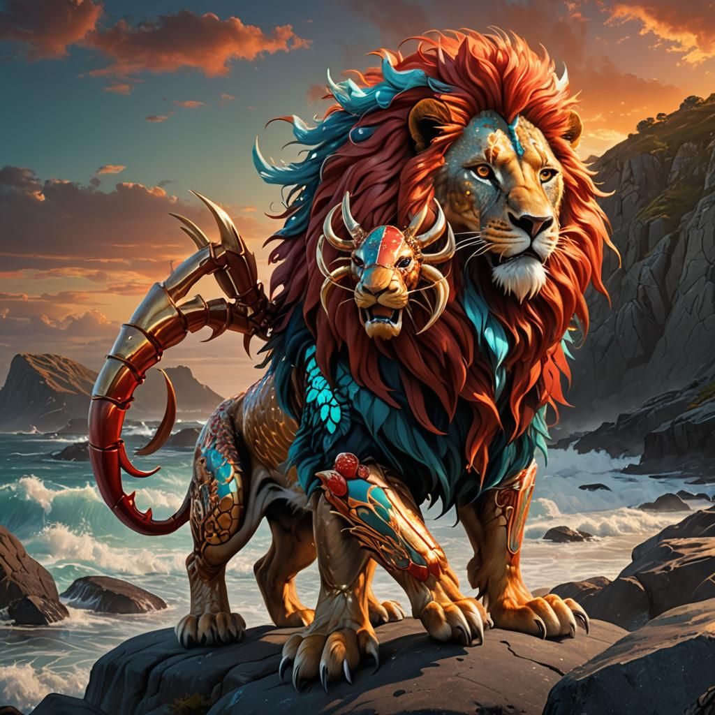 Lobster Lion Concept Art on Rocky Shoreline