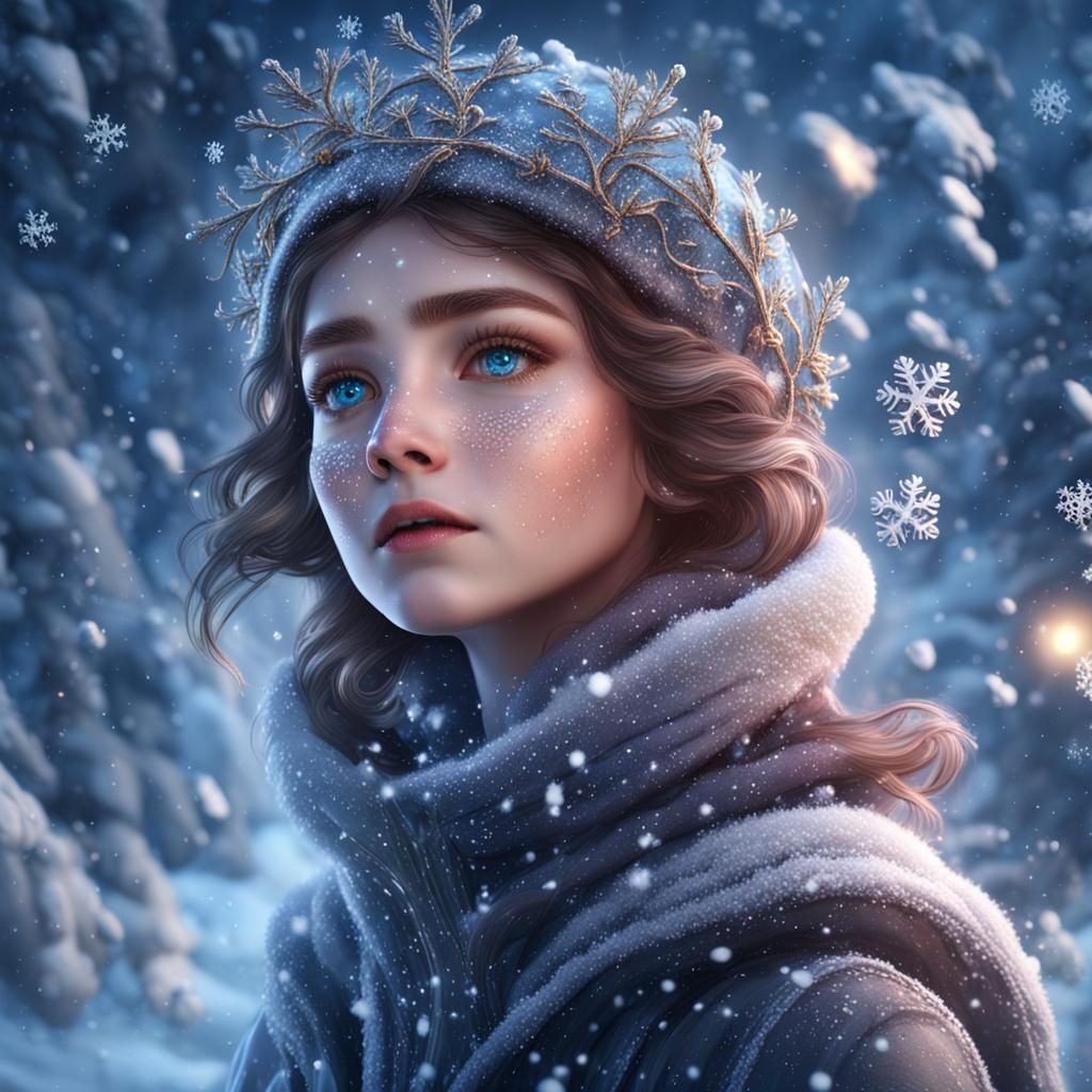 Snowflakes on Nose: Detailed Matte Painting