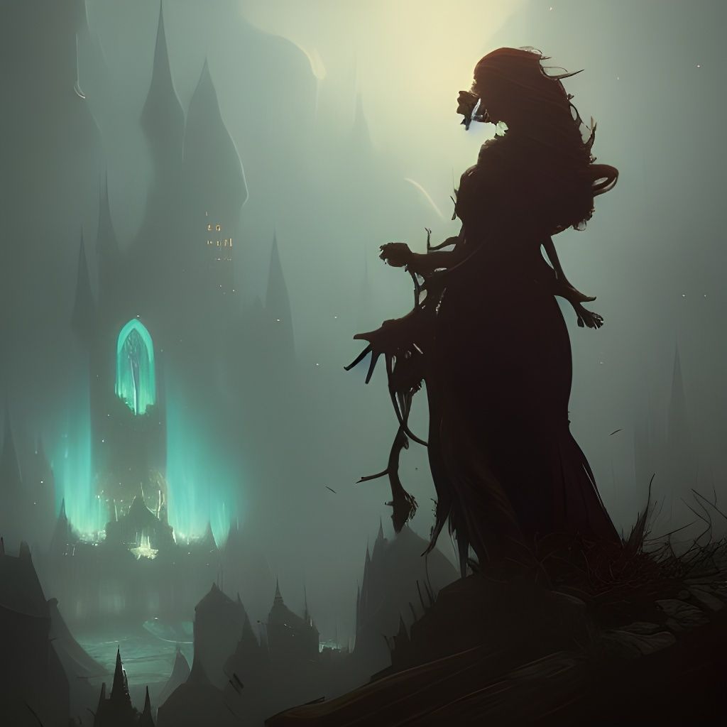 Dark Fantasy Wizard Familiar by Alphonse Mucha