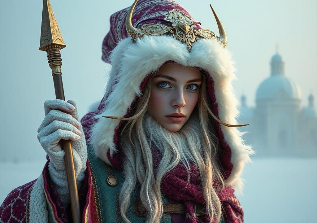 Exotic Woman in Frozen Wasteland, Matte Painting