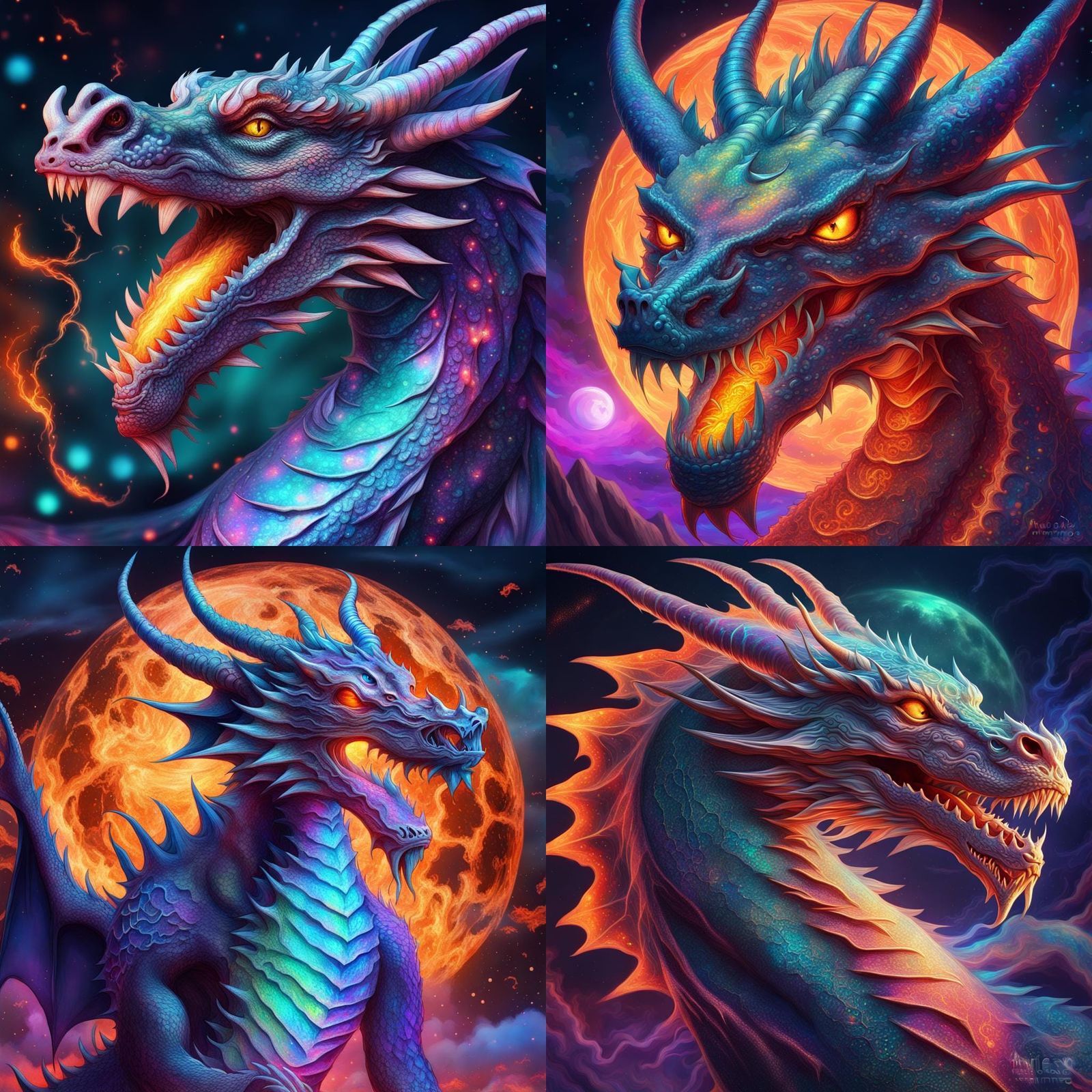 Holographic Halloween Dragon Astral Illustration