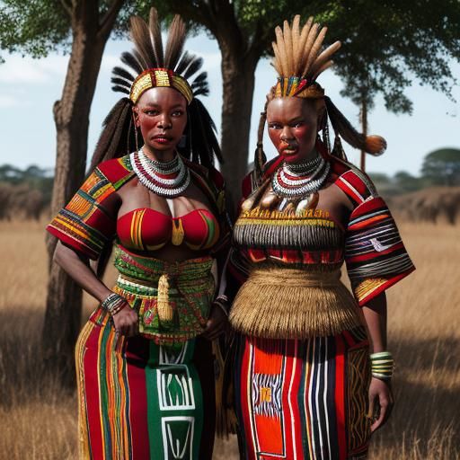 Zulu People in Traditional Dress, South Africa