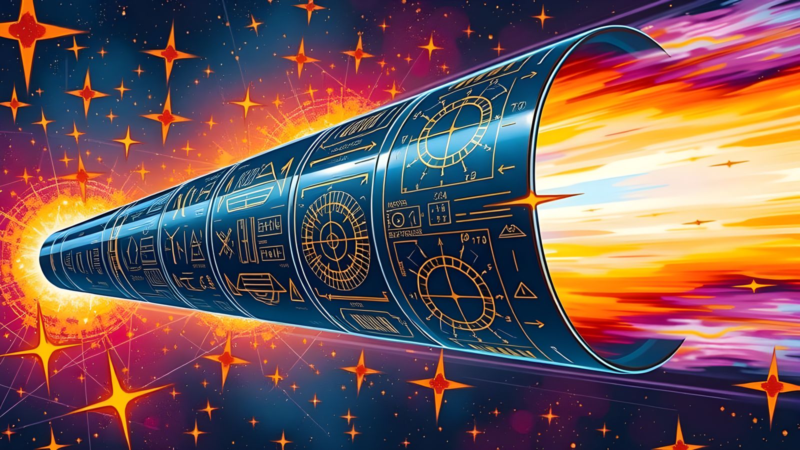 Gleaming Cylinder Races Through a Surrealist Cosmos as Impas...