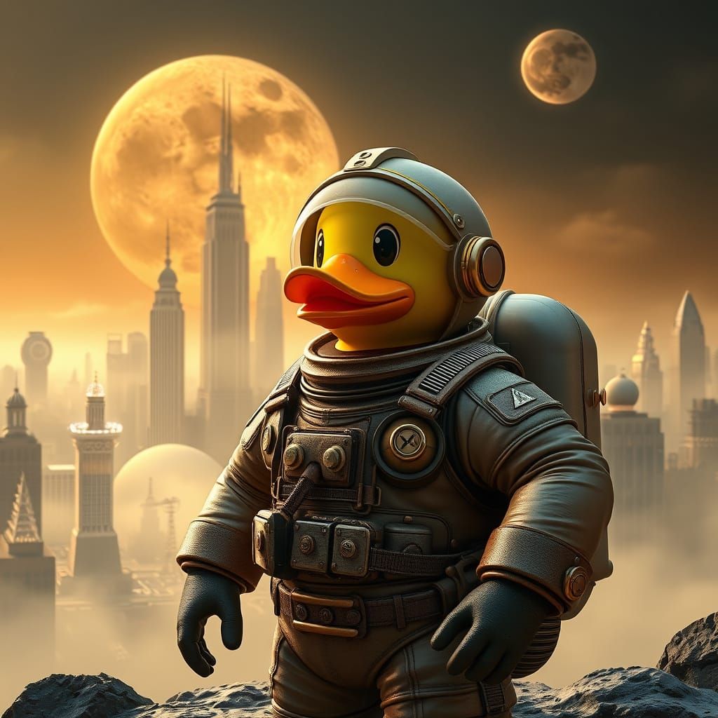 Heroic Steampunk Rubber Duck Astronaut