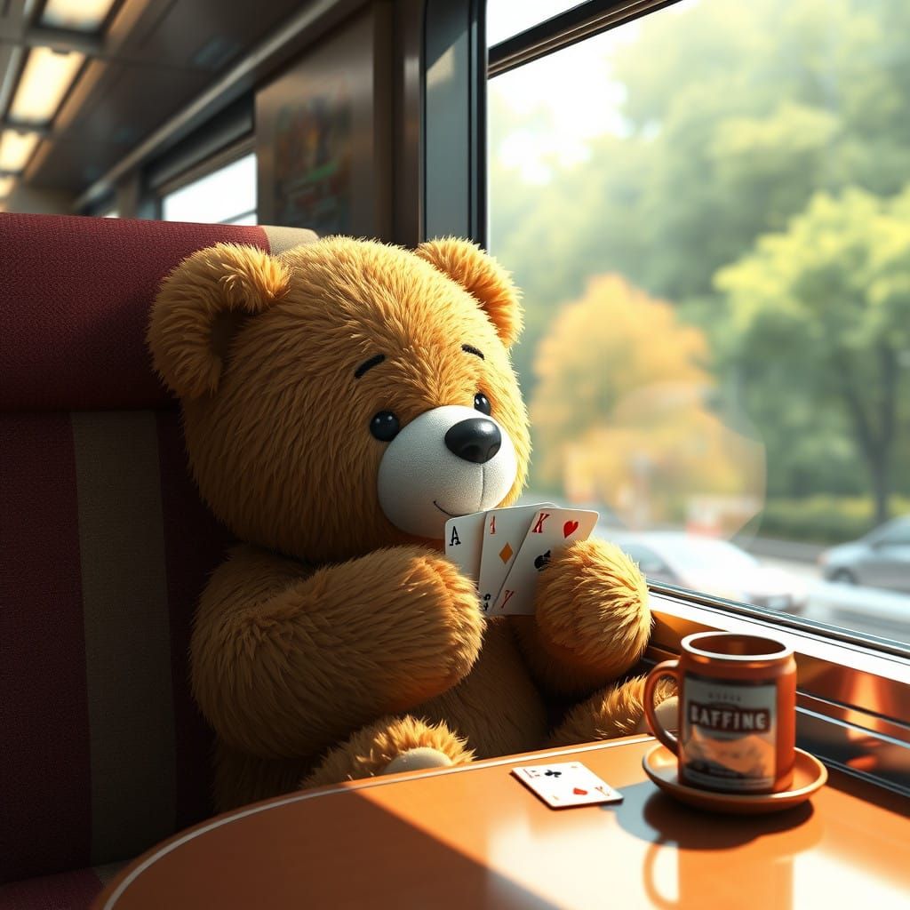 Teddy in a Train Cafe, 3D Anime Style