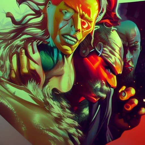 Hyperrealistic Two-Headed Figure Concept Art