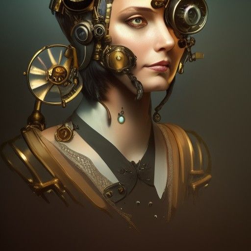 Steampunk Cat Portrait in Hyperdetailed Style