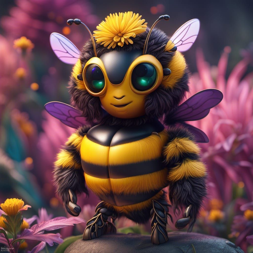 Cute Bumblebee in Detailed Fantasy Art