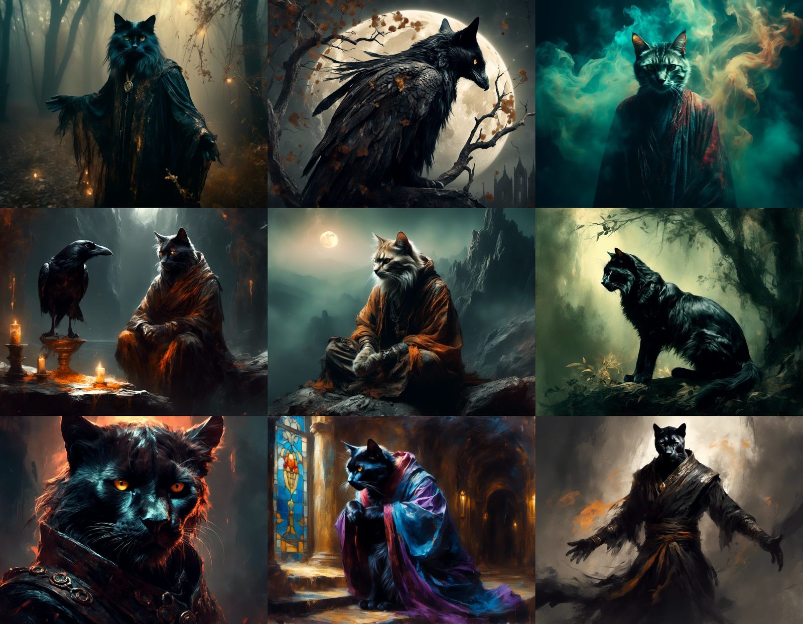 Feline Humanoid in Monk Robes with Ethereal Aura