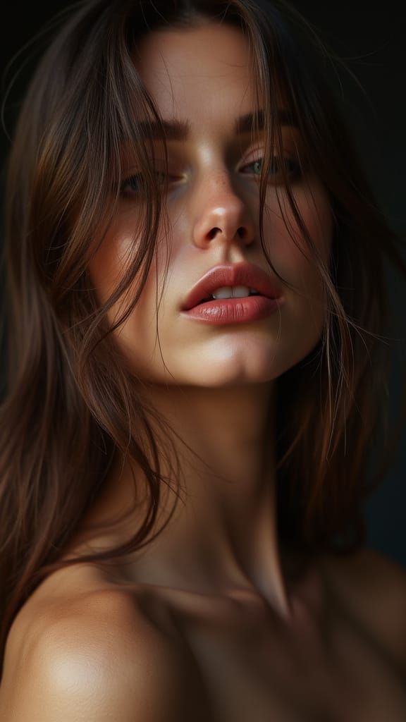 Exquisite Portrait of a Beautiful Woman in Dreamy, Cinematic...