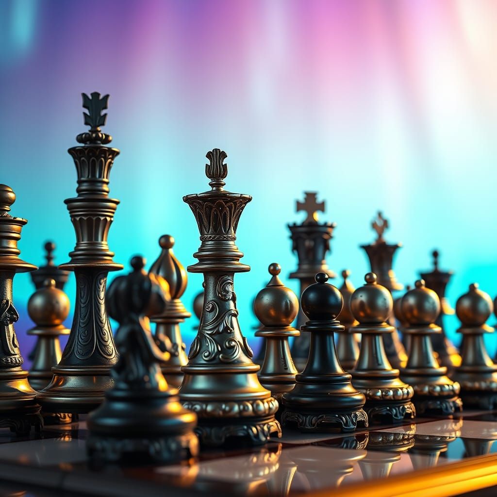 Luxurious Chess Set with Intricately Carved Pieces in Vibran...