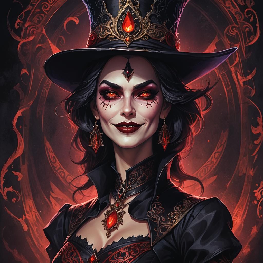 Mystical Villainess: A Close-Up Portrait in Digital Art