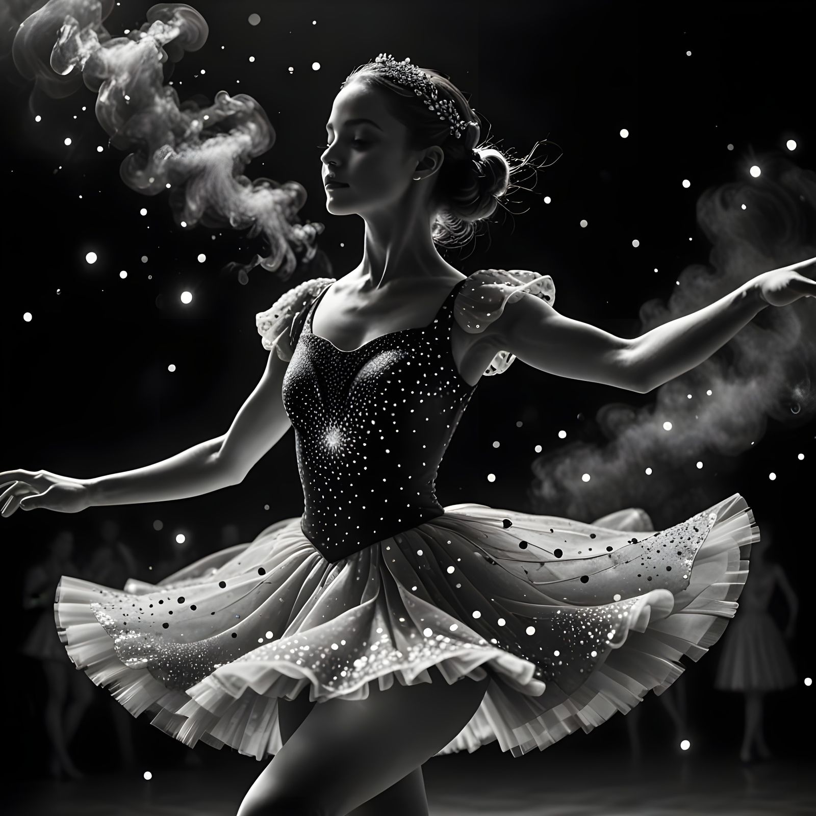 Cosmic Ballerina Dances in Dreamy Mixed Media