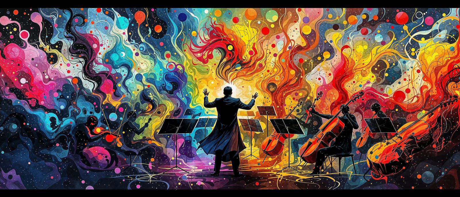 Vibrant Inkblot Musicians Come Together in Harmony