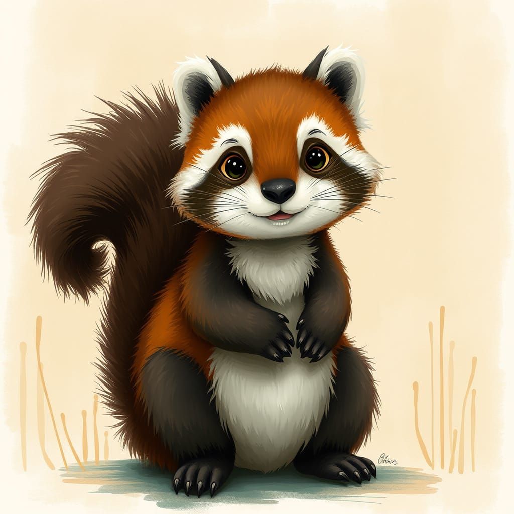 Whimsical Chipmunk Panda Plush in Vibrant Style