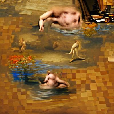Nude Man in Serene Lake
