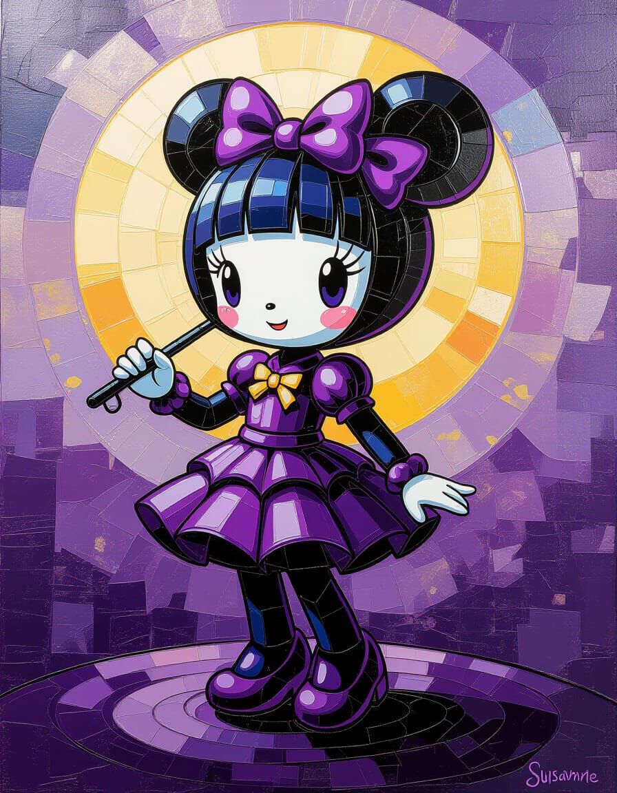 Purple Kuromi and My Melody Impasto Art