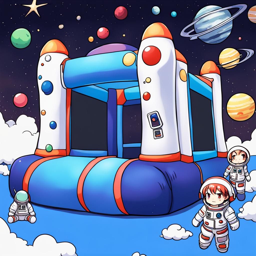 Space Bouncy Castle in Anime Art Style