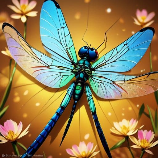 Detailed Dragonfly Macro Photography in Golden Hour