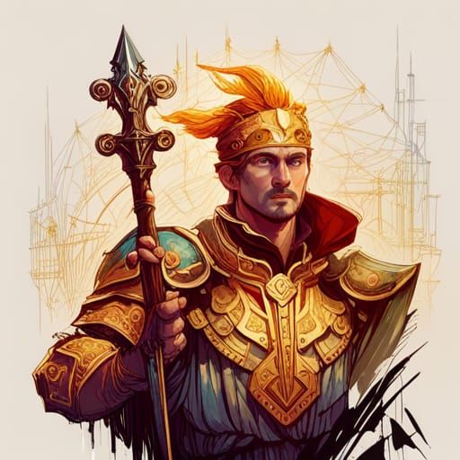 Luminous Roman Warrior Digital Painting