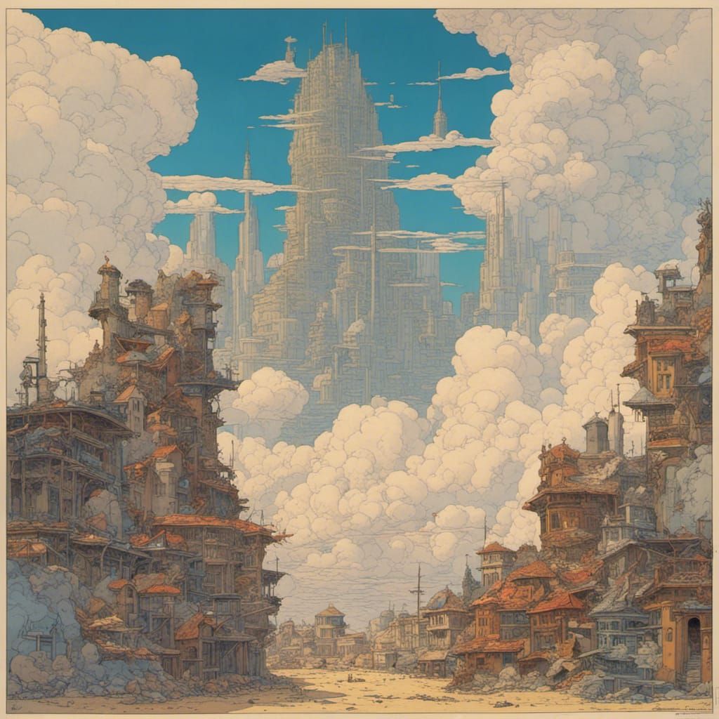 City Made of Clouds: Moebius Inspired Art