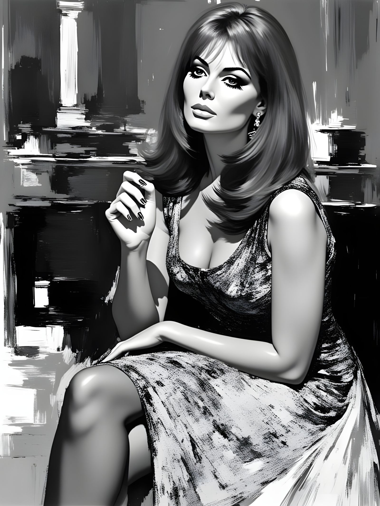 Sophia Loren 1966 Portrait in 1960s Abstract Style