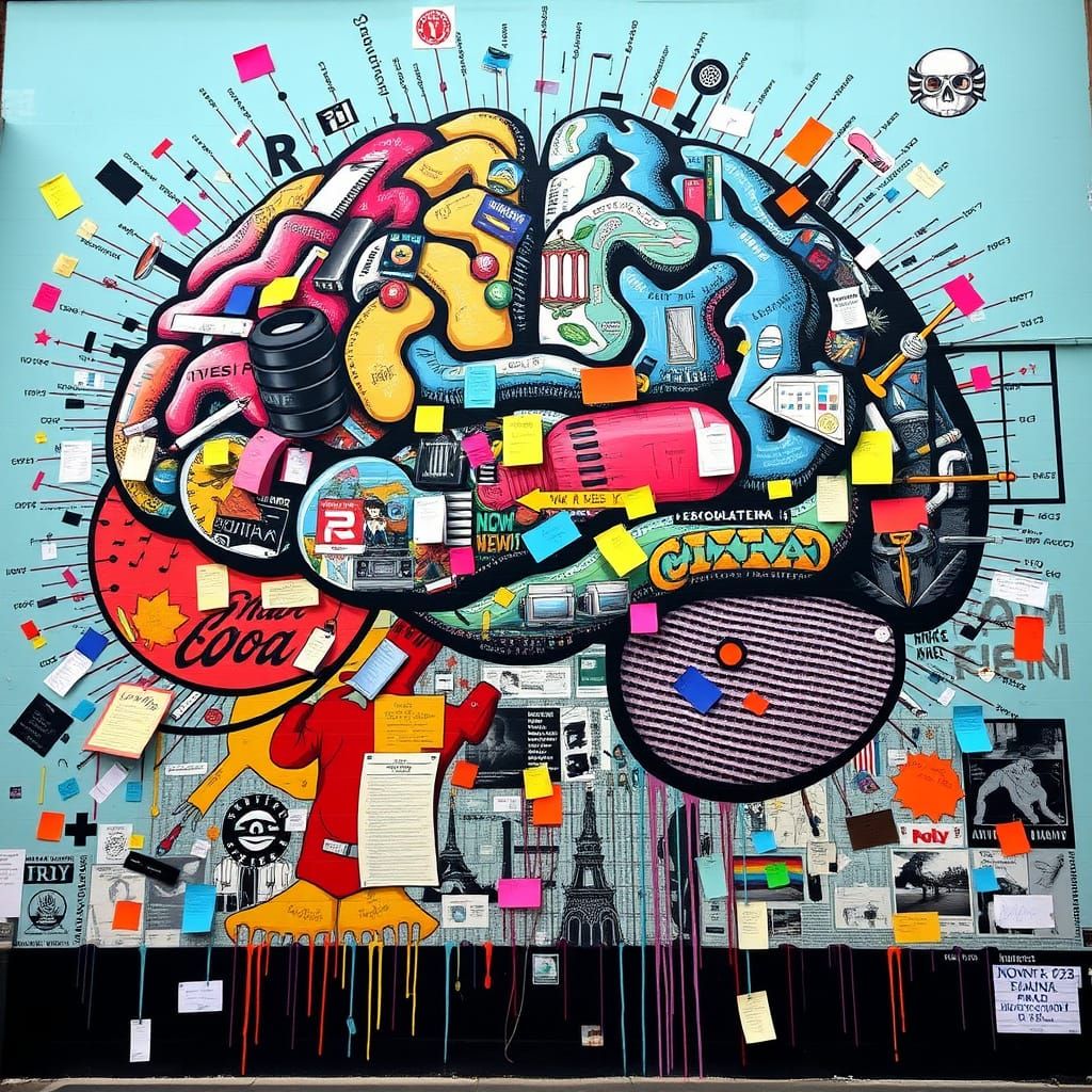 Surreal Brain Collage of Neurodivergent Chaos