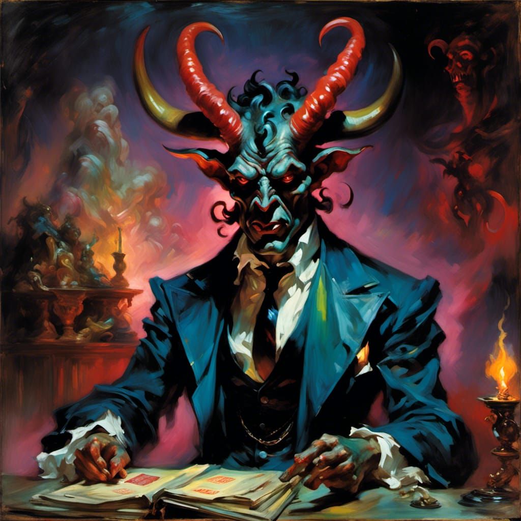 Dramatic Devil Portrait in Chiaroscuro Style