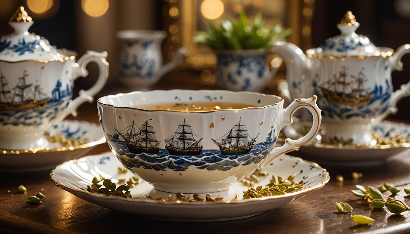 Miniature Maritime Scene in a Teacup