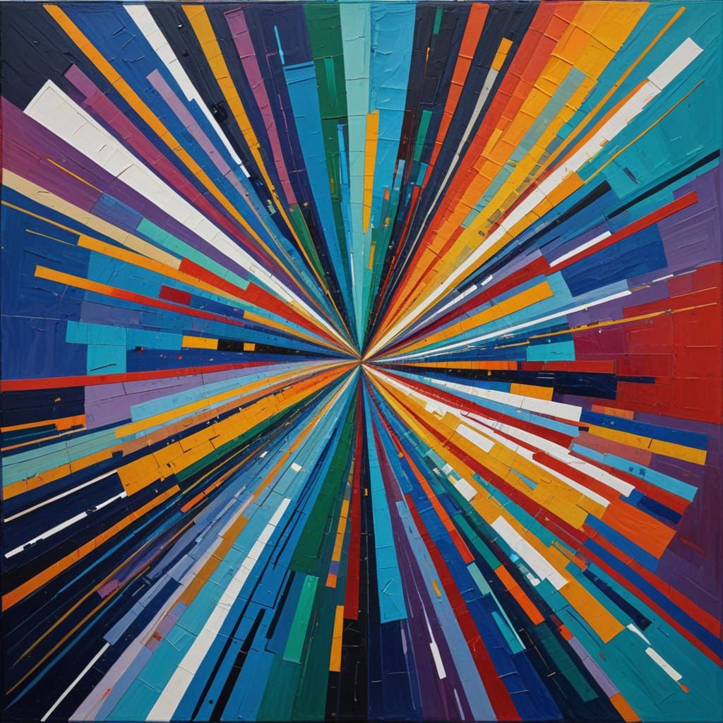 Vibrant Geometric Abstraction in a Colorful Square Compositi...