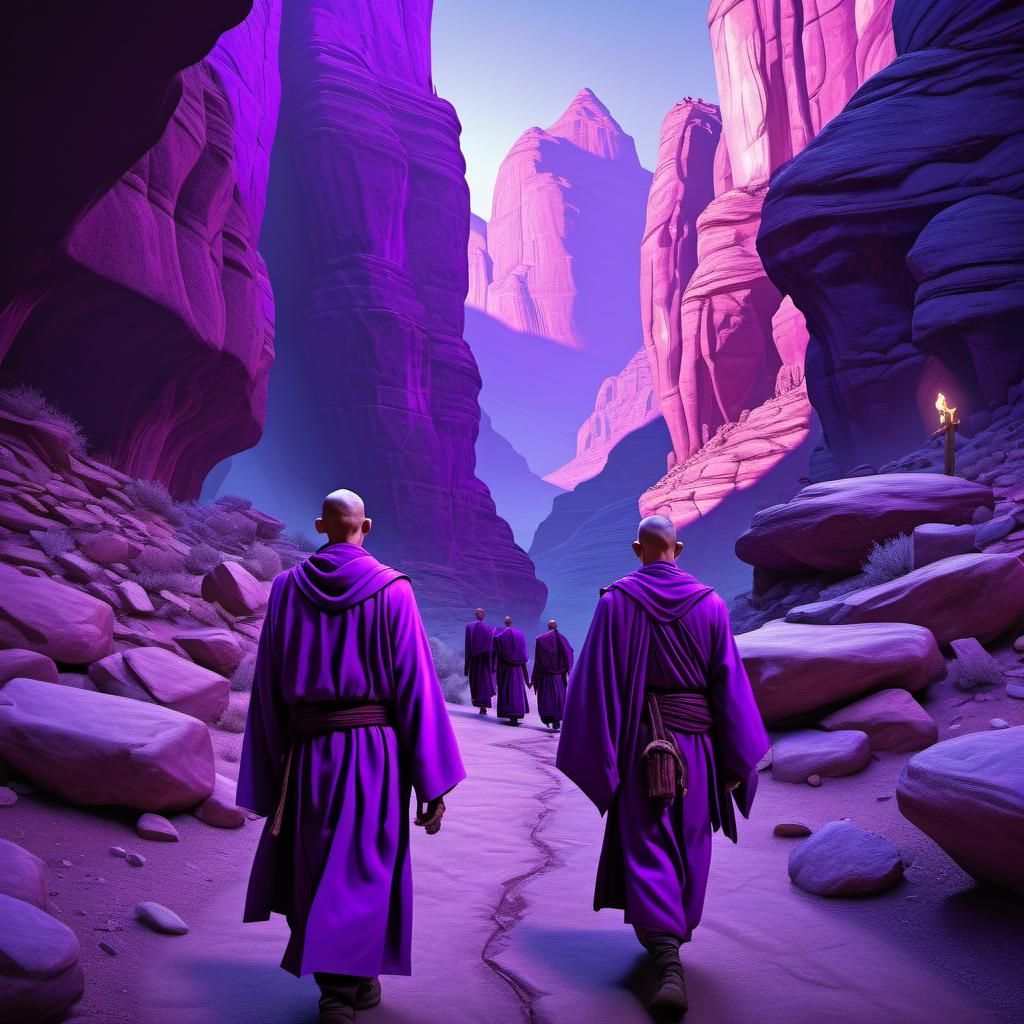 Purple Monastery Amidst Lavender Hues at Sunset