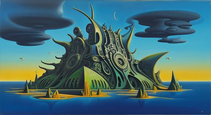 Surreal Alien Building in Dali Style