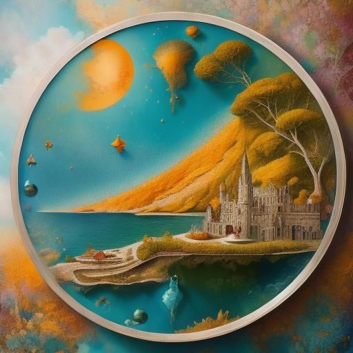 Fantasy Floating Archipelago in Surreal Style
