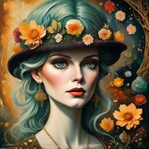 Fantasy Floating Archipelago in Surreal Embroidery Style