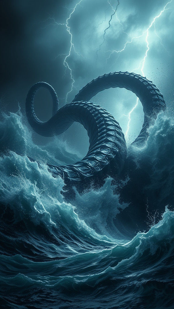 Dramatic Tentacle Emerges from Stormy Ocean