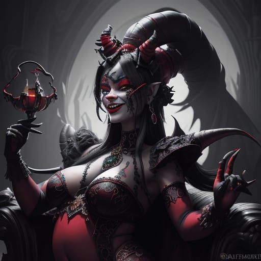 Seductive Jester's Swollen Belly Reveals Demon Within