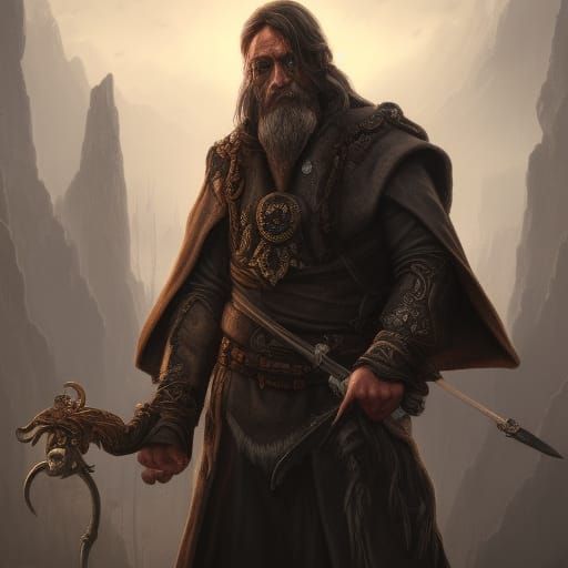 Masculine One-Eyed Warlock Portrait in Detailed Digital Art