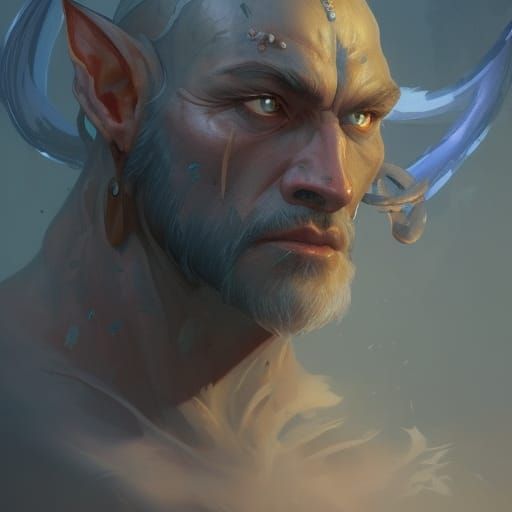 Detailed Orc Druid Portrait in Digital Painting Style