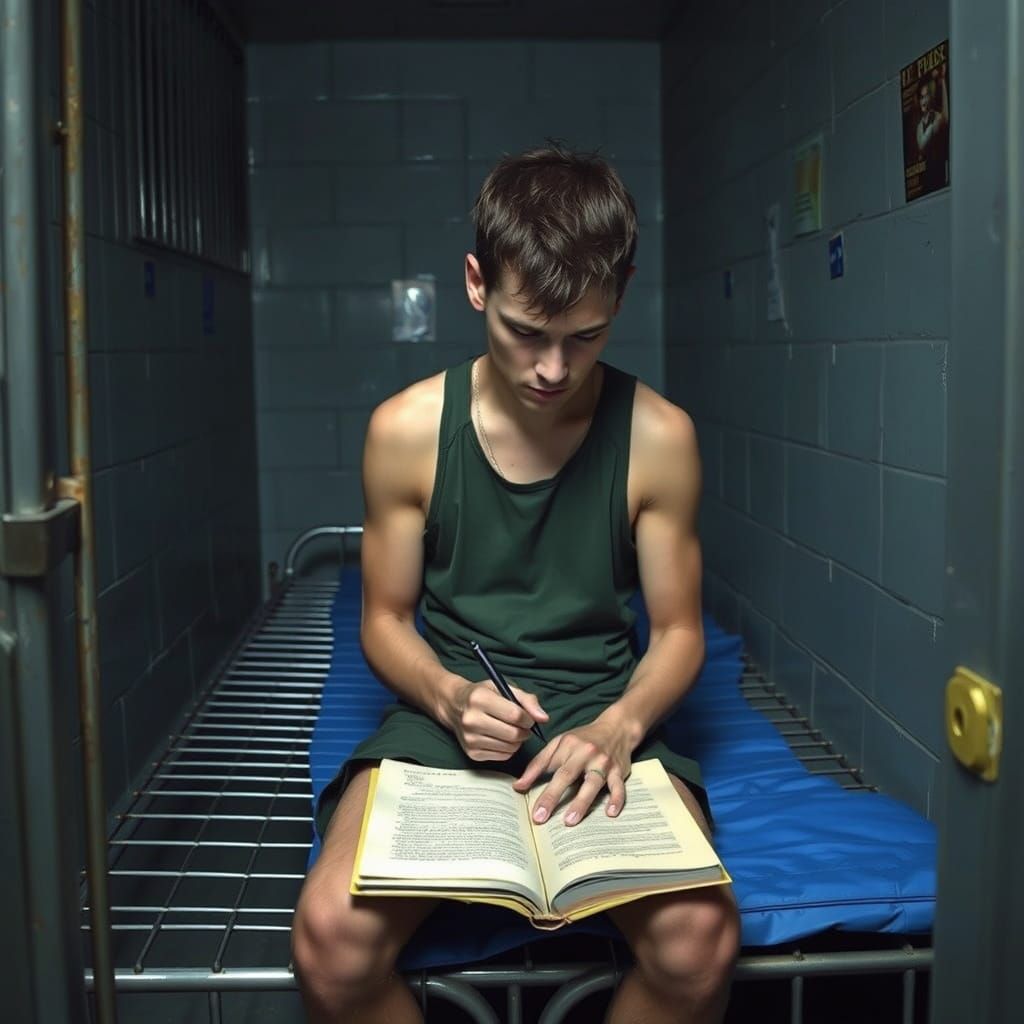 Solitary Inmate's Creative Expression in Prison Cell