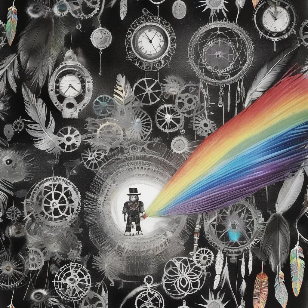 Steampunk Dreamcatcher in Surreal Crayon Style