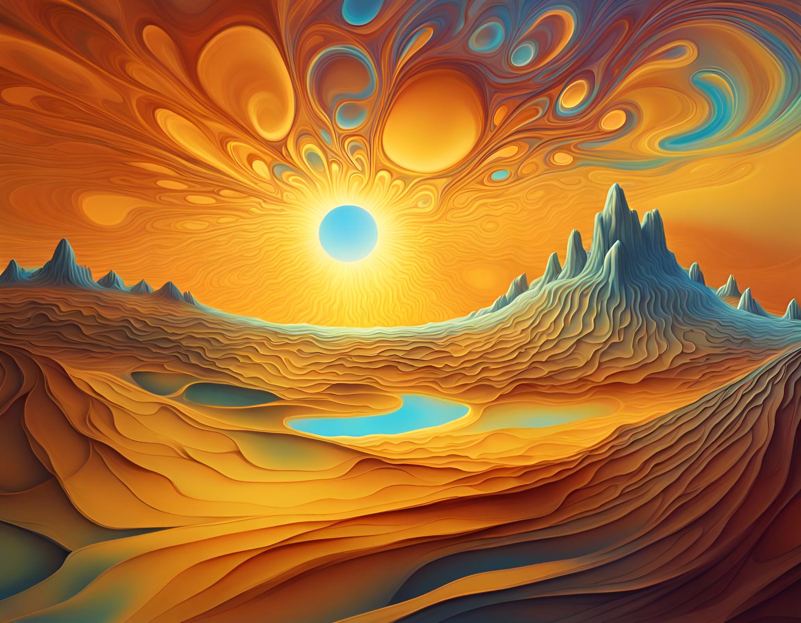 A foreign landscape in magical light.