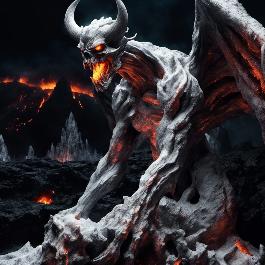 Fiery Balrog Sculpture in Crystal Caves