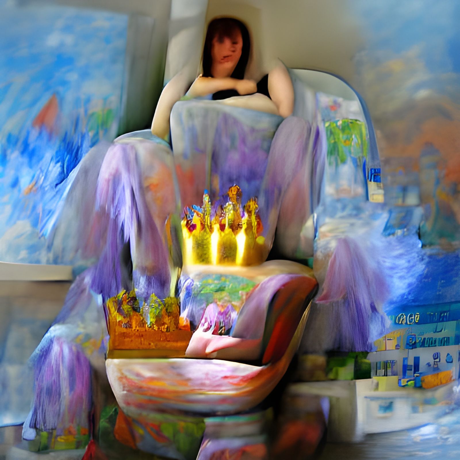 Impressionistic Queen on Throne in a Magical Realm