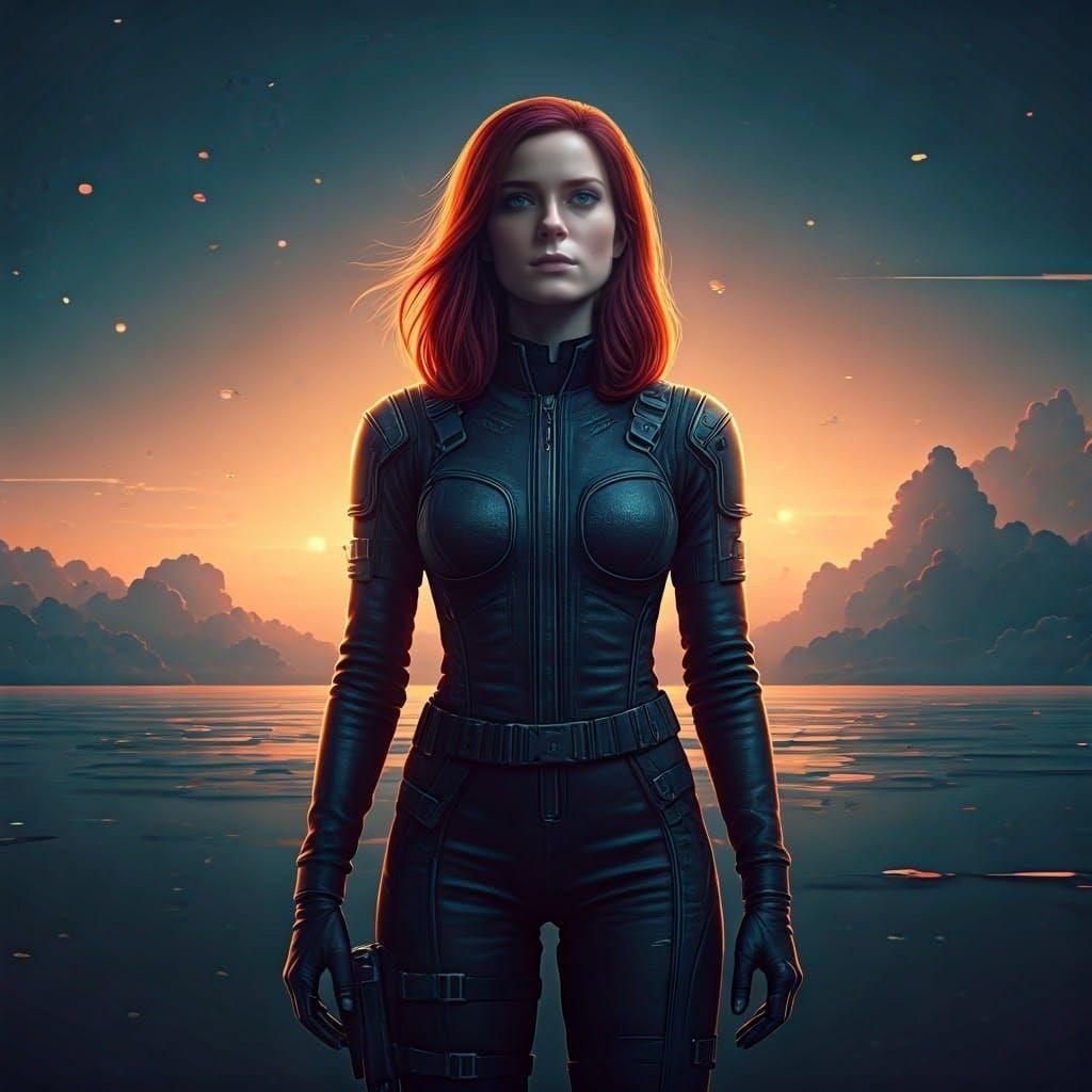 Hyper-Realistic Glitch Art Portrait of Natasha Romanoff