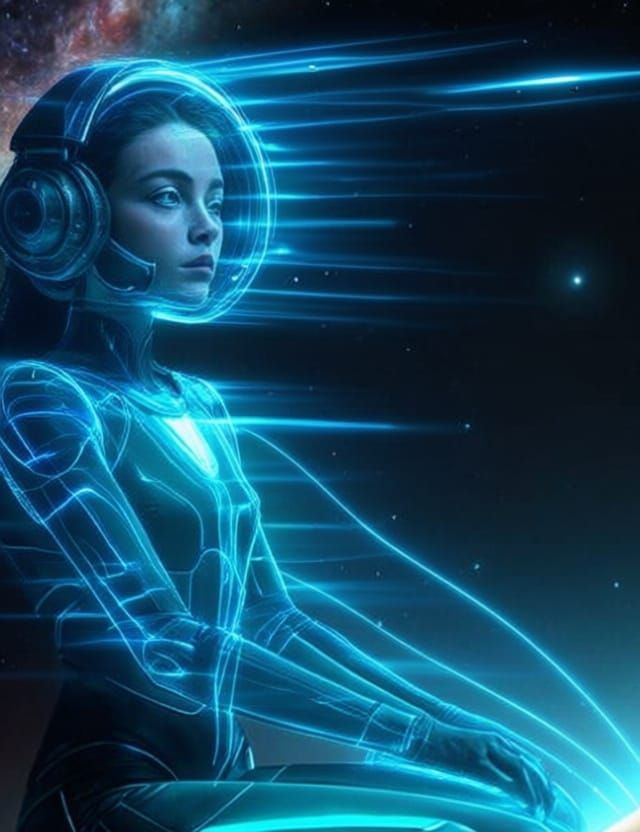 Cosmic Figure Meditation: Ethereal Glow Illuminates the Univ...