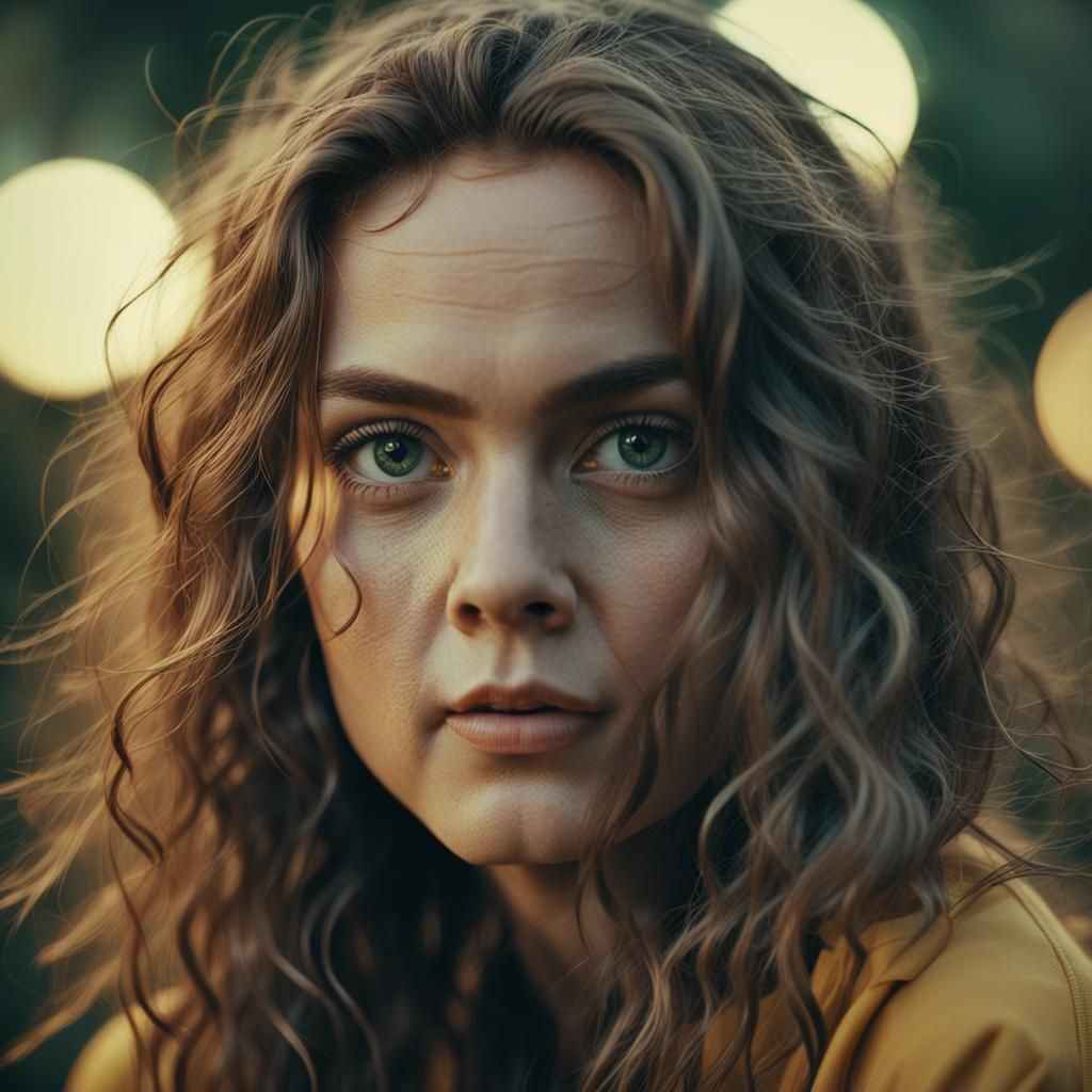 Hyperrealistic Portrait of a Woman with Piercing Eyes