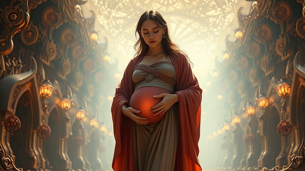 Elegant Mother of Life in a Fantastical Realm