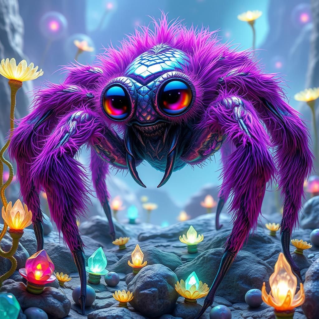 Alien Spider Creature on an Otherworldly Landscape