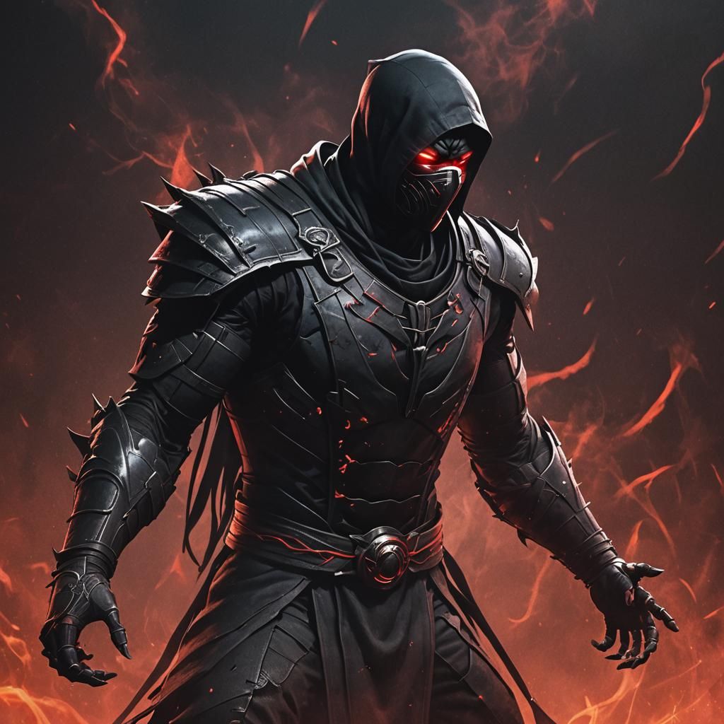 Noob Saibot in Shadows: Anime-Style Digital Art